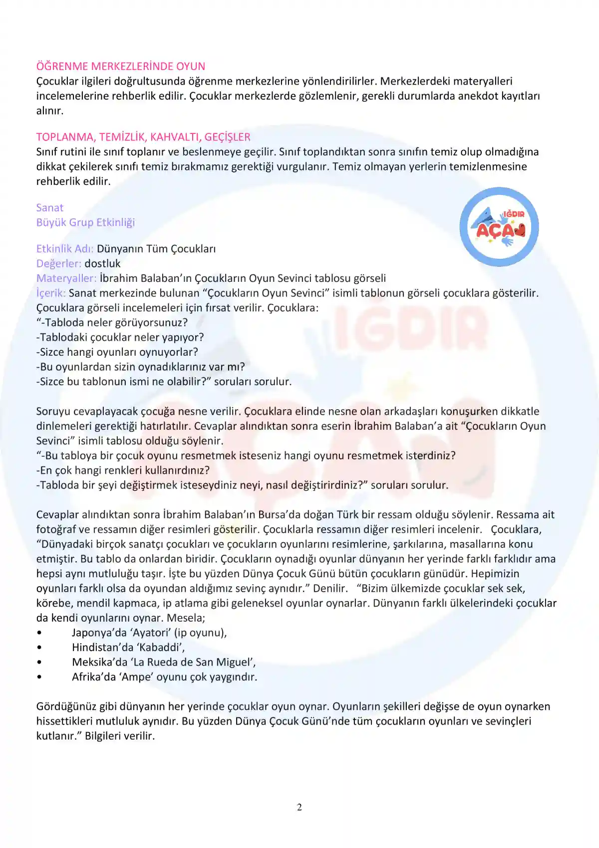 Iğdır Kreş, Iğdır Anaokulu